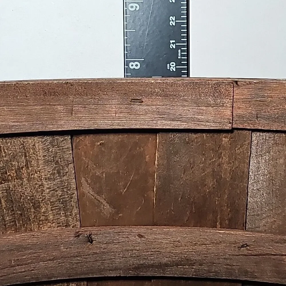 Oval Harvest Large Wooden Bread Basket with Leather Handles Blessed